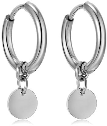 KIM JOHANSON® Edelstahl Damen Ohrringe *Coins* in Silber | Creolen mit runden Plättchen | Boho Schmuck | Kreolen | Kreise Ohrstecker | Wasserfeste Ohrhänger inkl. Schmuckbeutel