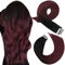 Moresoo Tape Extensions Echthaar Balayage Schwarz bis Burgunder #1B/99J Haarverlängerung Tape Echthaar Extensions 45cm Invisible Tape in Human Hair Extensions 20 Stück 50Gramm