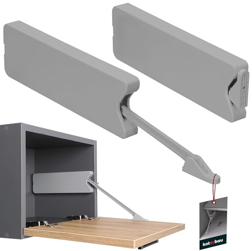 KOTARBAU® Klappenbeschlag Barfach Grau 259 mm Konstruktionskunststoff Klappenhalter nach unten Belastbarkeit max. 2,4 kg/Schrankfront Klappenscharnier Küche Bremsklappenhalter Klappenstütze