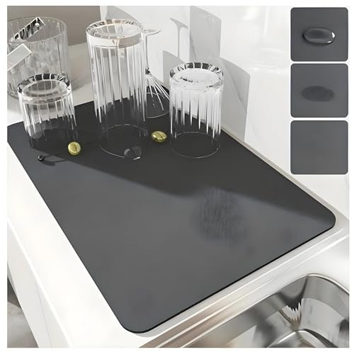 PARENCE.- Tapis Absorbant Vaisselle, Egouttoir Séchage Rapide - 30x40cm - Surface Absorbante et Antidérapante, Couleur Aléatoire, Cuisine, Vaisselle, Bar