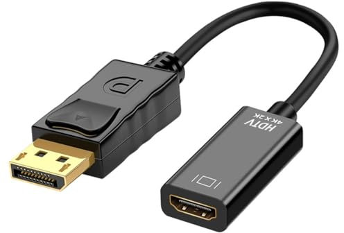 Adaptateur DisplayPort vers HDMI 4K, Adaptateur Unidirectionnel DP 1.2 Mâle vers HDMI 1.4 Femelle, Convertisseur DP vers HDMI, Compatible avec PC TV Moniteur Projecteur Dell HP et Plus