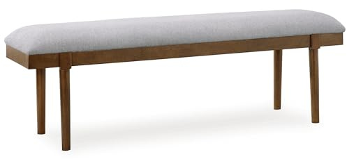Signature Design by Ashley Lyncott 59 Upholstered Solid Wood Frame Dining Bench, Gray/Brown