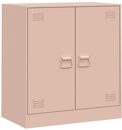 vidaXL Sideboard, Kommode Anrichte für Wohnzimmer, Metallschrank Schrank mit Stauraum, Highboard Beistellschrank Mehrzweckschrank, Rosa Stahl