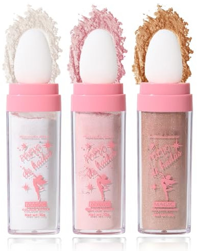 Highlighter Patting Powder, 3 Farben Polvo de Hadas Wasserfest & Langlebig, Fairy Make Up Highlighter Fein Puder Hochpigmentiert, Hochglanz Schimmer Glitzerpuder für Gesicht Körper Haar Festival Party