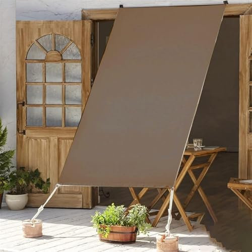 Sonnenschirm 4,5x5,5m, verarbeitet, verstärkt, vierseitige Ösen, Sonnenschutz, Allzweck-Sichtschutz, HDPE, für Balkongänge/Gärten/Vorgärten, Regenschutz, Schatten, braun