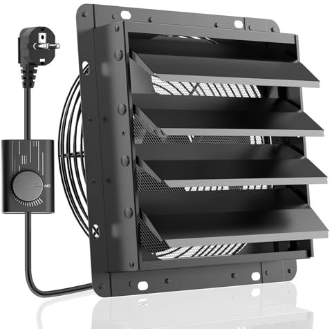 HG Power Ventilador extractor de 350 mm con regulador de velocidad industrial, ventilador de pared 1500 m³/h, ventilador de pared regulable con filtro de malla de aluminio con enchufe de la UE para