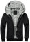 AOTORR Men's Hoodies Full Zip Fleece Jacket Coat Winter Warm Oversized Zip Up Hooded Top with Pockets W11 Black Grey M