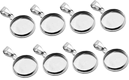 SEWACC 20 Piezas bandejas colgantes pendientes de plata de ley espacios en del bisel de la joyería joyas bandeja para hacer pulseras colgante de bricolaje titular bases Silver
