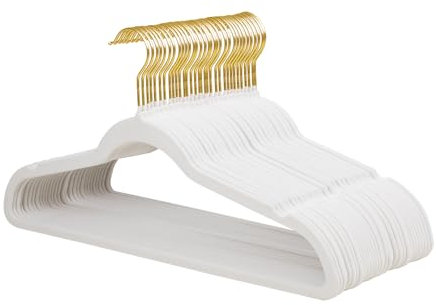 ManGotree Lot de 32 cintres en velours, cintres antidérapants en feutre avec crochet doré pivotant à 360 degrés, ultra fins et peu encombrants pour manteaux, costumes, chemises, robes, pantalons (lot