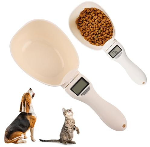 Paletta Pesa Crocchette per Cani,Cucchiaio Digitale con Display LCD,Cucchiaio Bilancia per Cibo per Cane Gatto,Misurino per Cibo per Animali Domestici,Fino 800gr,Per cibo per gatti,Cani,Cucina