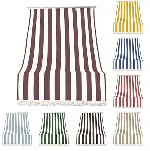 GX GARGIX Tenda da Sole a Strisce con Anelli, per Balcone, Veranda e Giardino, con Frange, Resistente, Vari Colori e Misure (Tv/Bordeaux, 150x290Cm)
