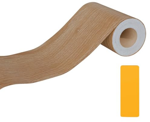 SUNYHUE Woodgrain Duct Tape, 10 cm x 10 meters Self Adhesive Wood Effect Tape, Waterproof Wood Repair Tape, PVC Wooden Tape, Wood Grain Wallpaper Borders for Floor, Door, Tables, Furniture (Oak)
