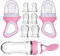 Little Creators Chupete fruta bebe y Chupete cuchara Biberon| Mordedor bebe +3meses, alimentador antiahogo bebe con tetinas S,M,L sin BPA| Chupete para fruta +Chupete cuchara comida +Cadena chupetero