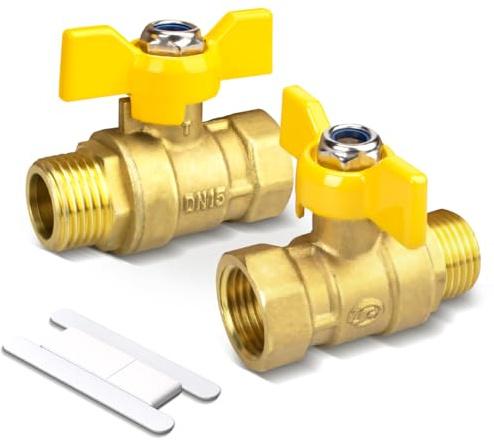 Bwintech 2 Stück 1/2'' BSP-Außengewinde zu 1/2'' BSP-Innengewinde in Messing, Kugelhähne mit Flügelgriff 180 Grad Absperrschalter Betrieb Handgriff Ventil Rohrverschraubungen