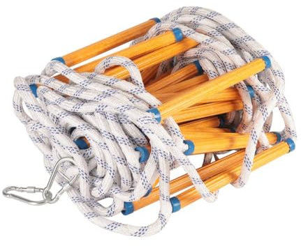 EGTink Strickleiter 25m Feuerleiter Fluchtleiter,Feuerfeste Rettungsleiter mit 2 Haken,Notleiter Mehrzweckleiter Feuerleiter,für Balkon Geländer Baumhaus