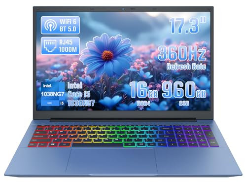 LONGEVINCE 17.3-Inch Large-Screen High-Performance Laptop, Core i5-1038NG7, 16GB DDR4, IPS FHD Display, Fingerprint Unlock, Wi-Fi 6, Bluetooth 5.0,11 Pro (16+960G)