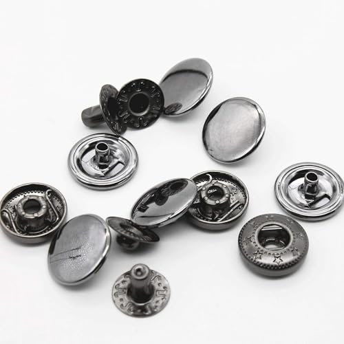 20set Druckknöpfe Schwarz,15mm Metall Druckknopf für Nähen,Kleidung, Brieftasche, Handwerk DIY(Schwarz)