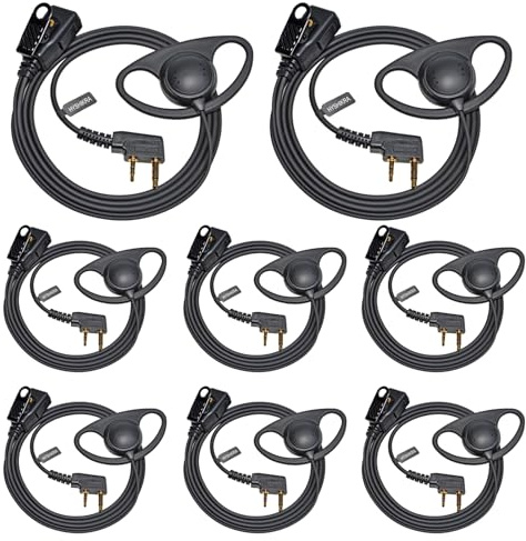 HYSHIKRA Auricolare Walkie Talkie con microfono, 2 pin Headset con PTT | compatibile con Kenwood eSnic Retevis Baofeng UV-5R Radio Ear Piece per Security Bodyguard