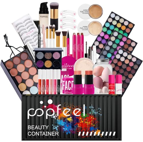 FantasyDay Xmas Make-Up Sets Adventskalender 2025 Multifunktions Kosmetik Schminkkoffer Mädchen Makeup Geschenkset - Schminke Kit mit Lidschatten Palette Lippenstift Concealer Puder Rouge Mascara