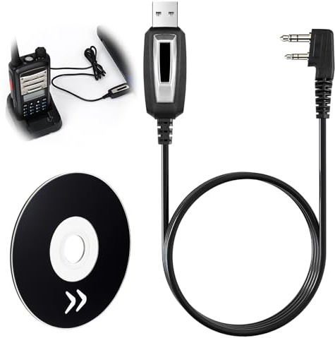 USB Programmierkabel für Baofeng UV-5R, 2Pin Programmierkabel Kompatibel mit Walkie Talkie UV-5RA UV-5RE 5R EX 5RX3 BF-88S BF-88E RT24 GA-2S RT622 RT28 RT5R RA79 RT3S, Unterstützt Win XP/7/8/10/11