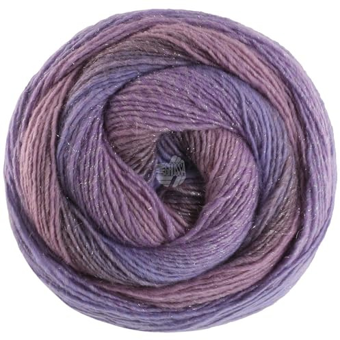 LANA GROSSA Gomitolo Gala| Dochtgarn im Farbverlauf mit dezentem Lurex-Effekt | Handstrickgarn aus 60% Schurwolle, 38% Polyacryl & 2% Polyester | 200g Wolle zum Stricken & Häkeln | 700m,FB 4027