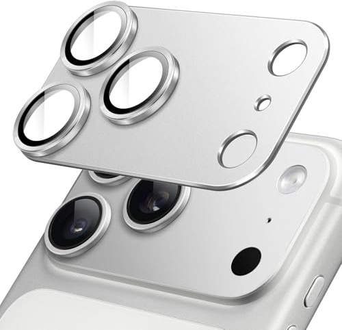 JETech Camera Lens Protector for iPhone 17 Pro Max, Silver, 1-Pack | Full-Coverage 9H Tempered Glass, Matte Metal Finish, Case-Friendly, HD Clear