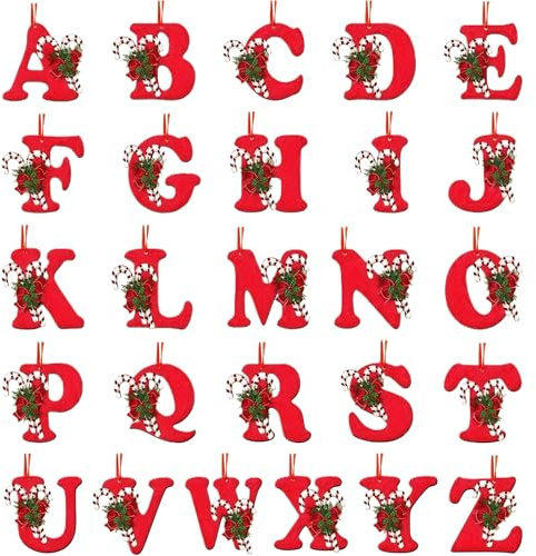 GWAWG 26 Letter Ornaments Christmas Tree Decorations, Acrylic Alphabet Hanging Baubles for Christmas Tree, Personalized DIY Xmas Decorations for Home Office Indoor Decor, Reusable Christmas Ornaments