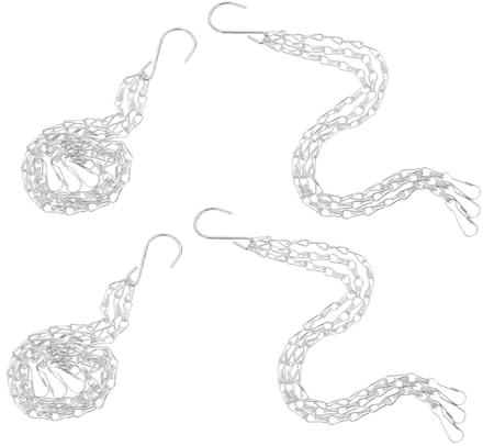 Weiße Topfkette 4 Stück aus Eisen mit Dreifacher Kette 42x3x0,3cm | Hängepflanze Topf, Hängender Blumentopf für Innenbereich, Pflanzentopf Hängend