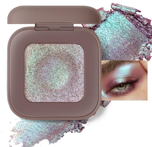 BelleFlair 1 Stück Duochrome Glitzer Lidschatten, Lidschatten Grün Blau Shift, Irisierend Eye Shadow Shimmer, Glitter Eyeshadow Metallic Augen Make-Up, Holographischer Effekt, Cream Powder Textur