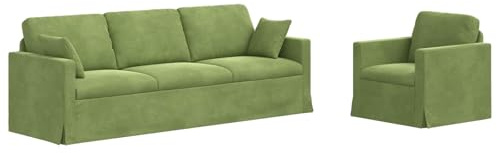 vidaXL Sofa Set 2 pcs Hellgrün 228 x 78 x 80 cm Samt, Wohnzimmer, rechteckige Form, modernes Design, langlebige Materialien, ergonomische Merkmale für Komfort und Stil in jedem Raum