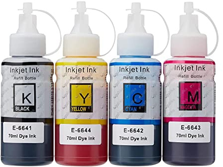 1 Set of 4 Ink Bottles to Replace Epson T664 Compatible/Non-Oem For EcoTank Printers
