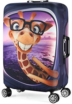 7-Mi Kofferhülle Kofferschutzhülle,Elastisch Stil Reisekoffer Schutzhülle mit Reißverschluss Gepäckabdeckung Trolley Schutzhülle für 19/20/21 S Giraffe