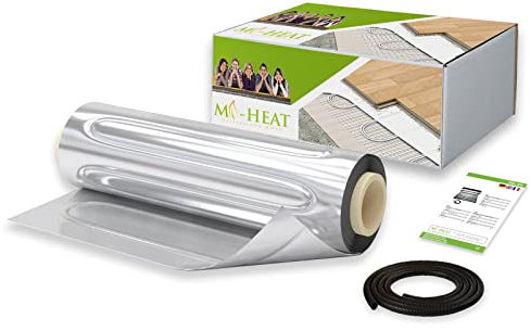 Mi-Heat Alu Heizmatte 150Watt/m² 5m² + Wellrohr - elektro Fussbodenheizung unter Teppichboden zur schwimmenden Verlegung