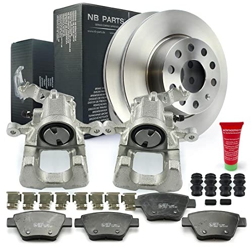 NB PARTS Bremssättel Bremsbeläge Bremsscheiben hinten passend für Audi A3 8P Seat Skoda VW Golf 6