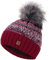Faera Wintermütze Mütze Damen gefüttert mit Kunstfell Bommelmütze Bommel Fleecefutter Winter Strickmütze Beanie Mädchen, Farbe:Rot