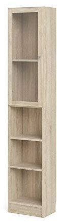 PKline Base Regal 4 Ablagen Glastür Eiche Glas Holz Standregal Vitrine Bücherregal