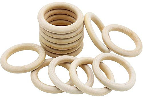 NewZC Natürliche Holzringe 18 Stück 70mm Holzring Schmuck Glatt Holz Kreis für Basteln DIY Handwerk Ring Anhänger und Anschlussstück Schmuck Machen - aus Reines Holz