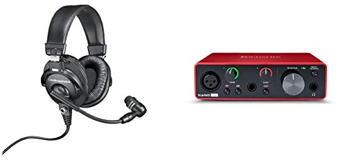 Audio-Technica BPHS1 Broadcast Series Broadcast Stereo Headset & Focusrite Scarlett Solo 3rd Gen USB Audio Interface, for the Guitarist, Vocalist, Podcaster or Producer, Studio Quality Sound