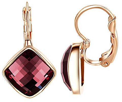 Vissen Dormeuses Boucles d'oreilles Femme Carré Zirconium Rouge Plaqué or Chic Boucle oreille Pendante Bijoux