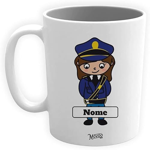Movoo Design Tazza Poliziotta Uomo Mug Lavabile in Ceramica Personalizzata con Nome