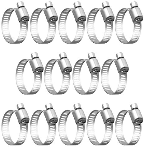 MIAHART 16-25mm Schlauchschellen Edelstahl verstellbare Schneckengewinde-Schlauchschellen für flexible Schlauchleitungen 14er Pack (16-25mm)