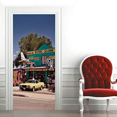 Türaufkleber Kaffee-Geschenkladen-Landschaft Türtapete Wandbild Türfolie TürPoster Fototapete 90 x 200 cm