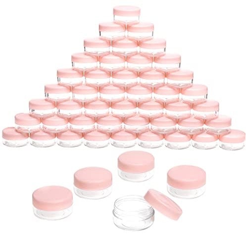 Empty Sample Pots 50Pcs Travel Sample Jar Pots With Lids 10g for Women Cosmetic Containers(Pink)
