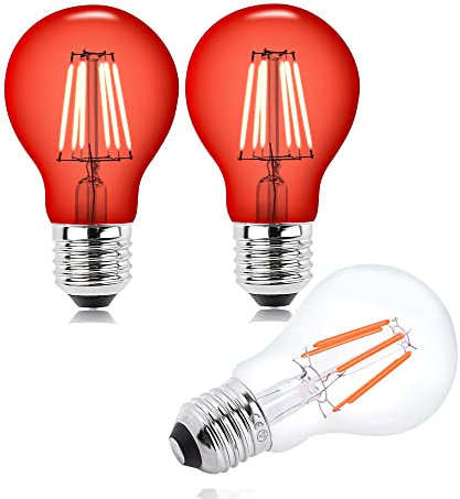 Bonlux 2x 6W Rote LED Glühbirne, 230V E27 Rote Glüheffekt Glasfaden LED Glühbirne, 60W Rote Glühlampenersatz, geeignet für Umgebungsbeleuchtung, Dekorationsbeleuchtung im Innen- und Außenbereich
