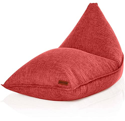 Green Bean Sitzsack Triangle 150x100x100cm mit 220 Liter EPS-Perlen Füllung - Kuschelig Weich Waschbar - Drinnen Stoff Bodenkissen Liegekissen Sitzkissen - Rot