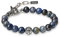 COAI Männer Perlenarmband aus Dumortierit mit Fleur De Lis Charm Echter Edelstein Armband für Herren