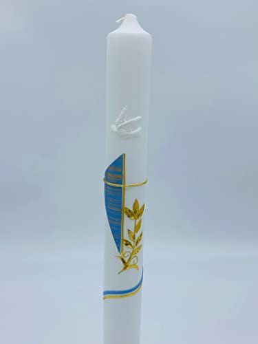Taufkerze Kommunionkerze Blau/Gold inkl. Beschriftung / Personalisierung / Kommunion / Taufe / Handarbeit