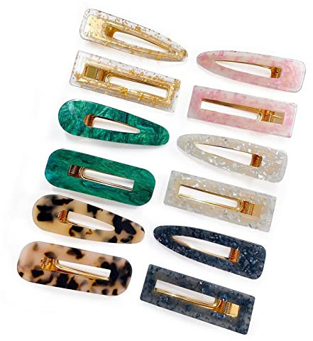 Parcce Haarspangen-Set aus Acrylharz, Marmor, dekorative Perlen, Haarspangen, süße dekorative Haarnadeln, Kopfbedeckung, Haarschmuck, Kopfbedeckung für Frauen und Mädchen, 12 Stück