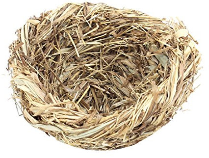 Ruilogod Bol Forme paille tricoté artificielle lunette d'herbe 14cm dia pour les oiseaux de compagnie