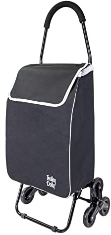 dbest Products Trolley Dolly Sport Stair Climber – Foldable Grocery Cart on Wheels – Multi Use Rolling Cart with Removable Bag, Hand Truck Dolly Function, and Stair Climbing Wheels, Black